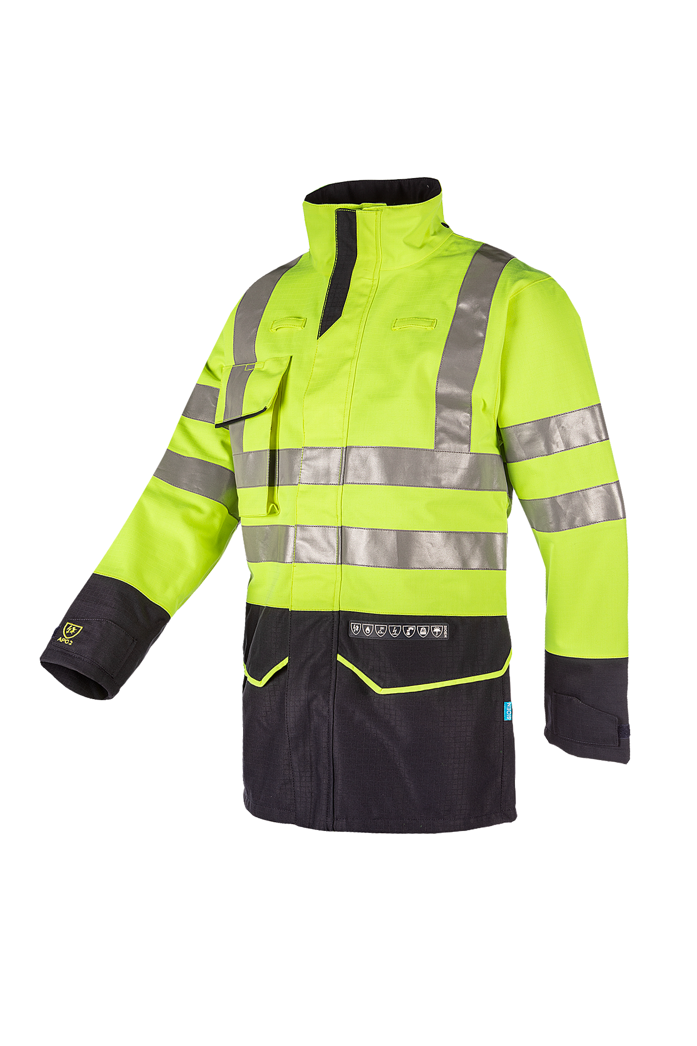 Sioen jas arc Nash multinorm fluo geel-marine