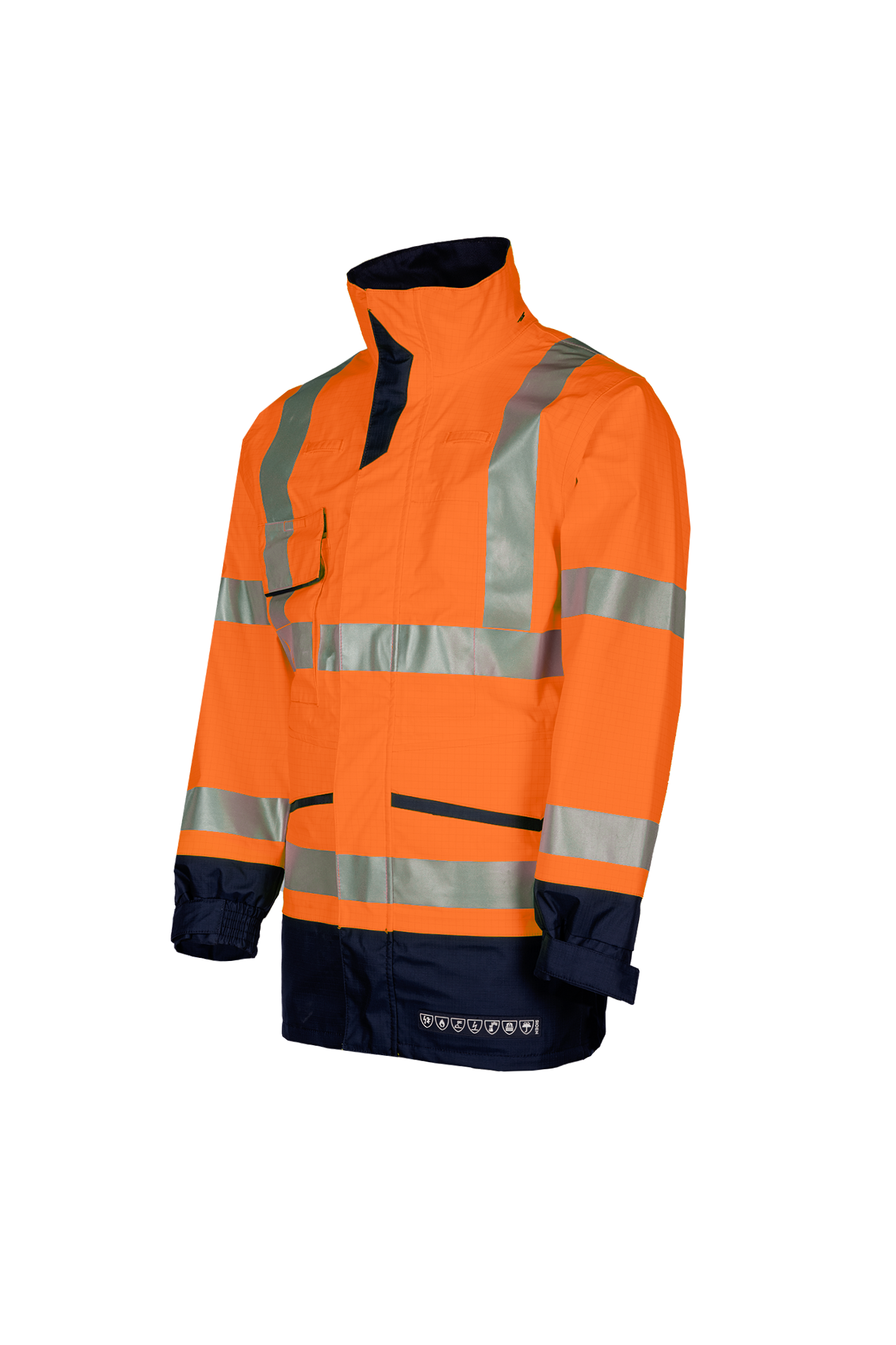 Sioen regenjas Falcon multinorm fluo oranje-marineblauw