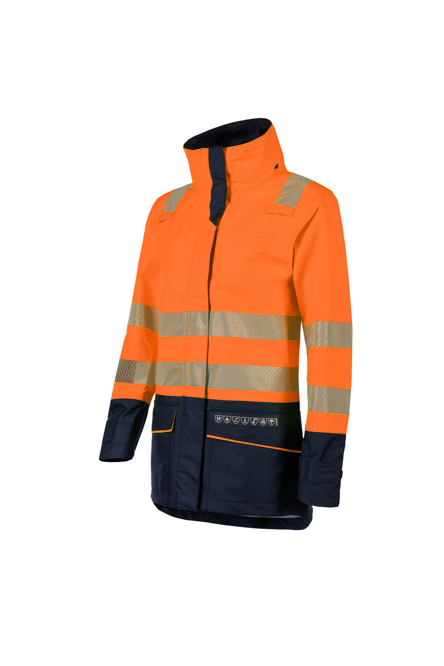 Sioen damesjassen Vaski multinorm fluo oranje-marineblauw