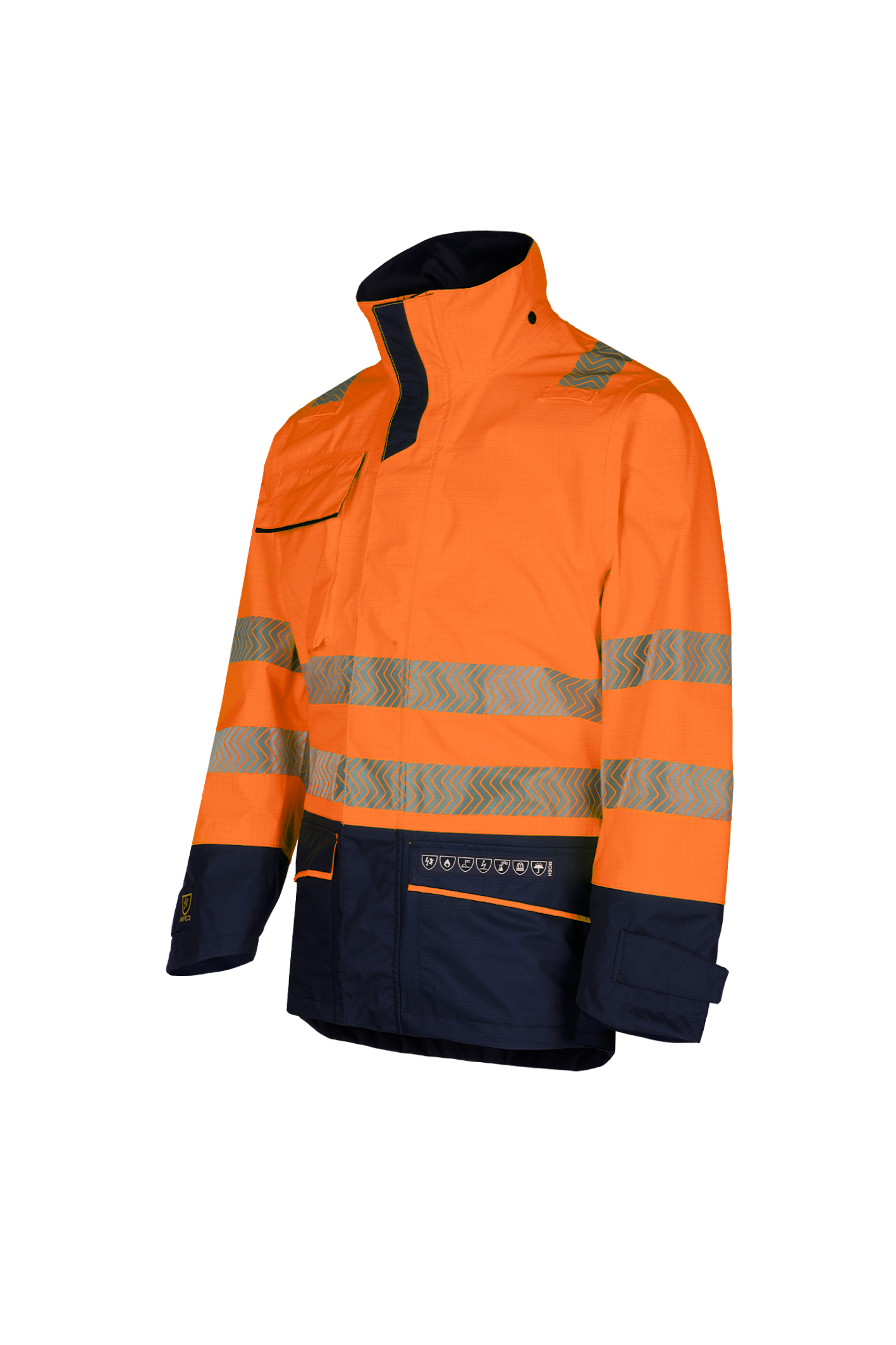 Sioen jassen Talsi multinorm fluo oranje-marineblauw