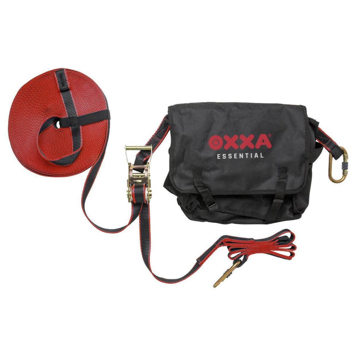 OXXA Essential Mobiele leeflijn 4182 Instelbaar van 2 tot 20 meter in lengte 30mm 25kN rood-zwart