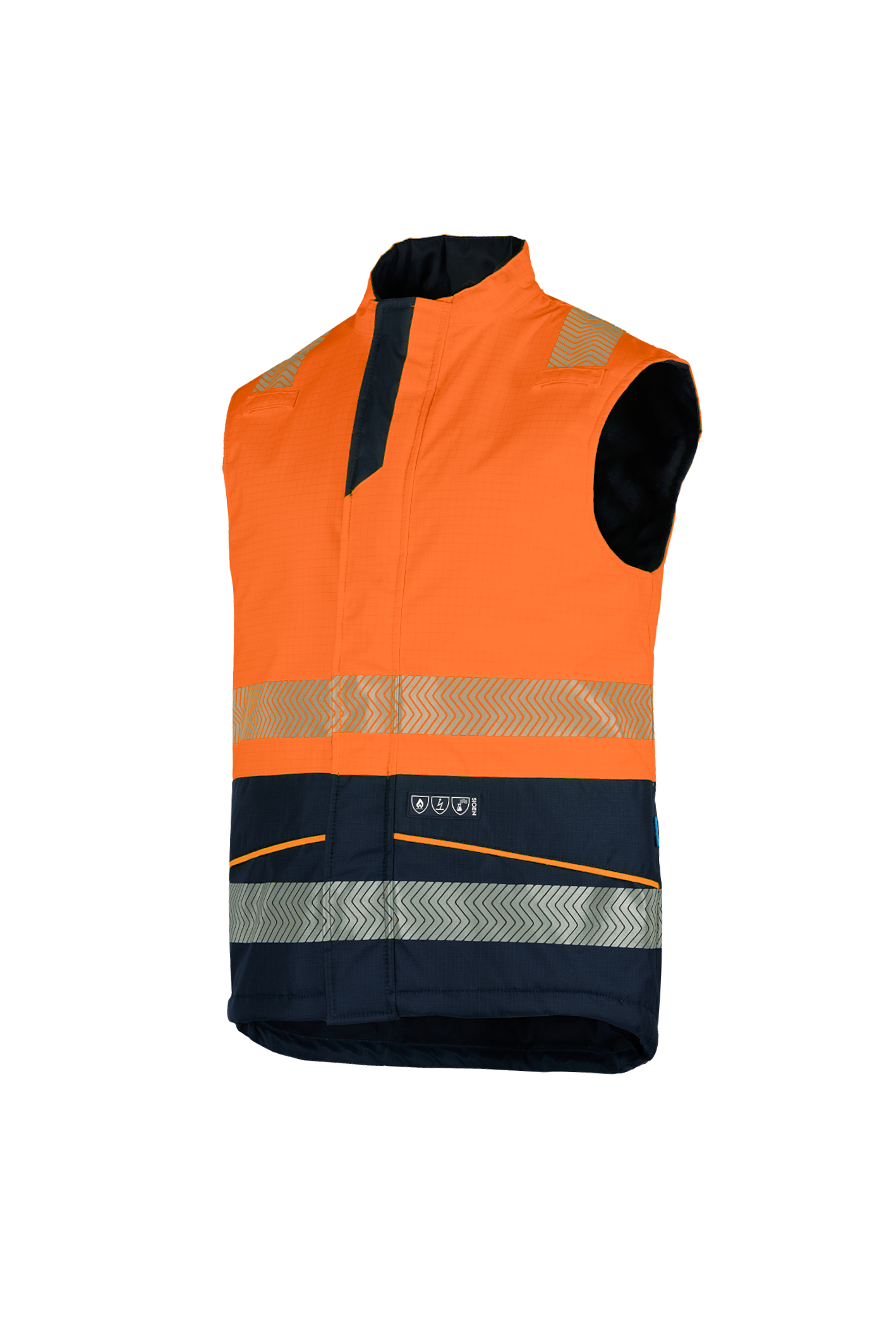Sioen Bodywarmers Flaxton Multinorm fluo oranje-marineblauw