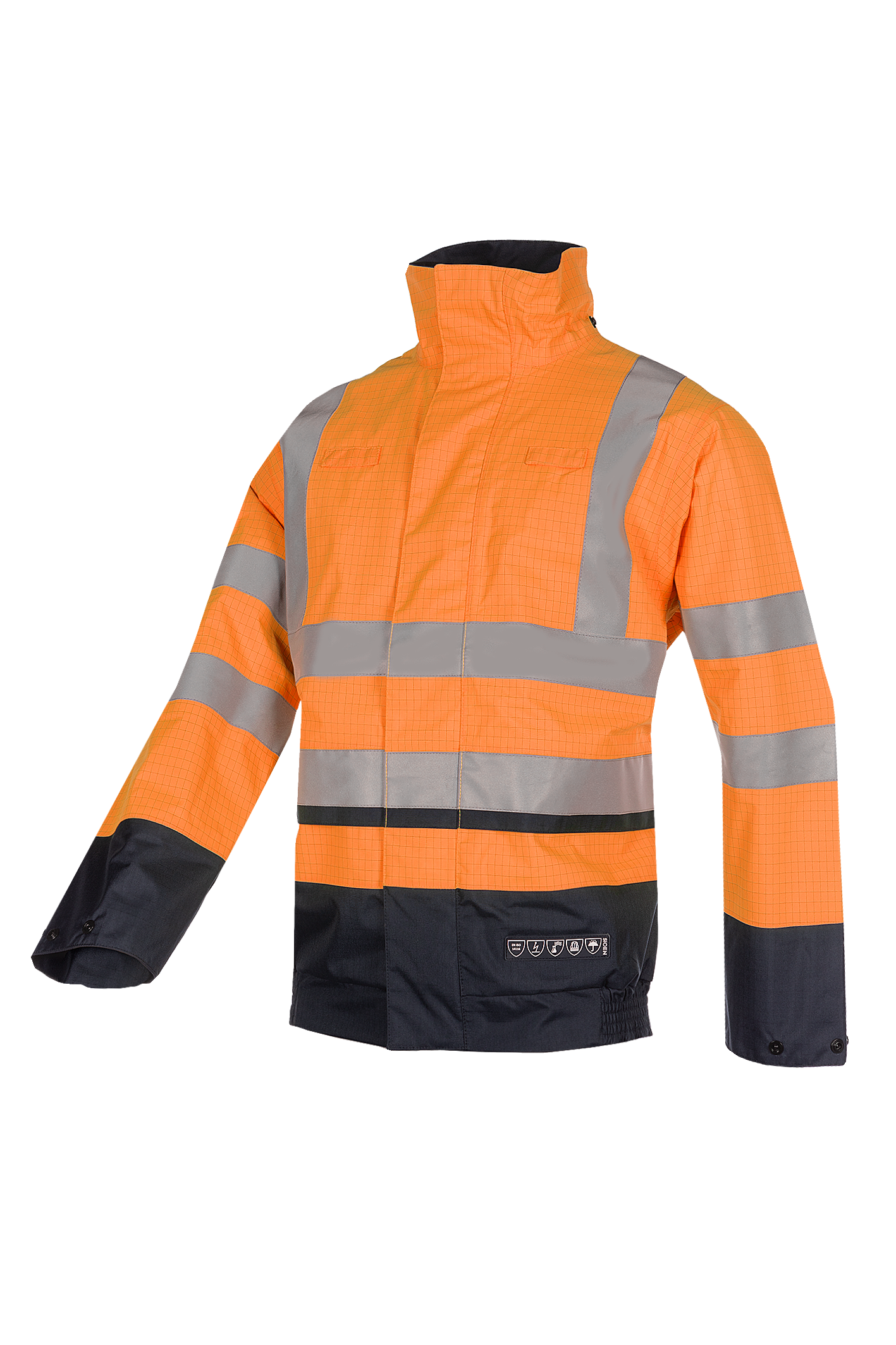Sioen Regenjassen Jibou multinorm HiVis fluo oranje-marineblauw