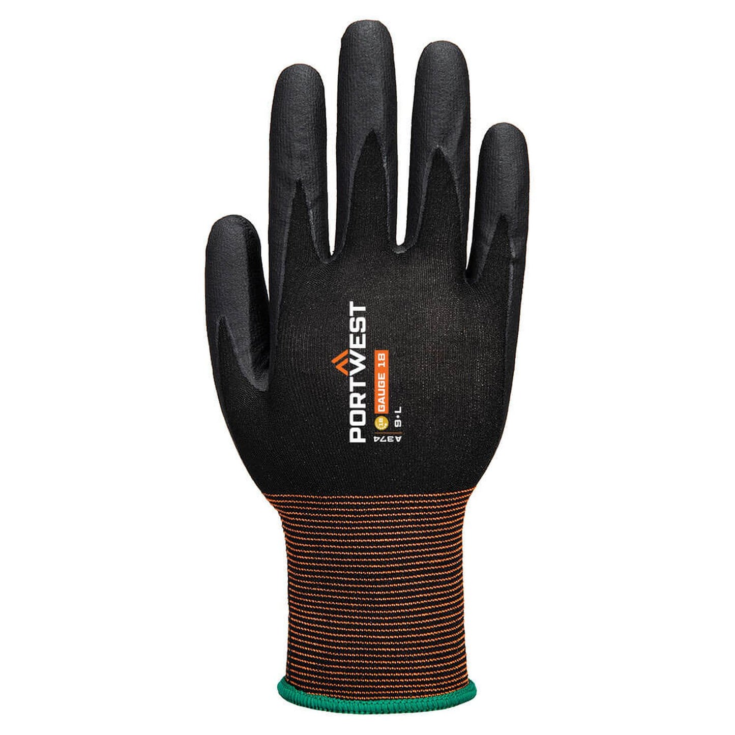 Portwest Handbescherming Handschoenen A374 GP grip 18 nitrile micro foam zwart(K8)