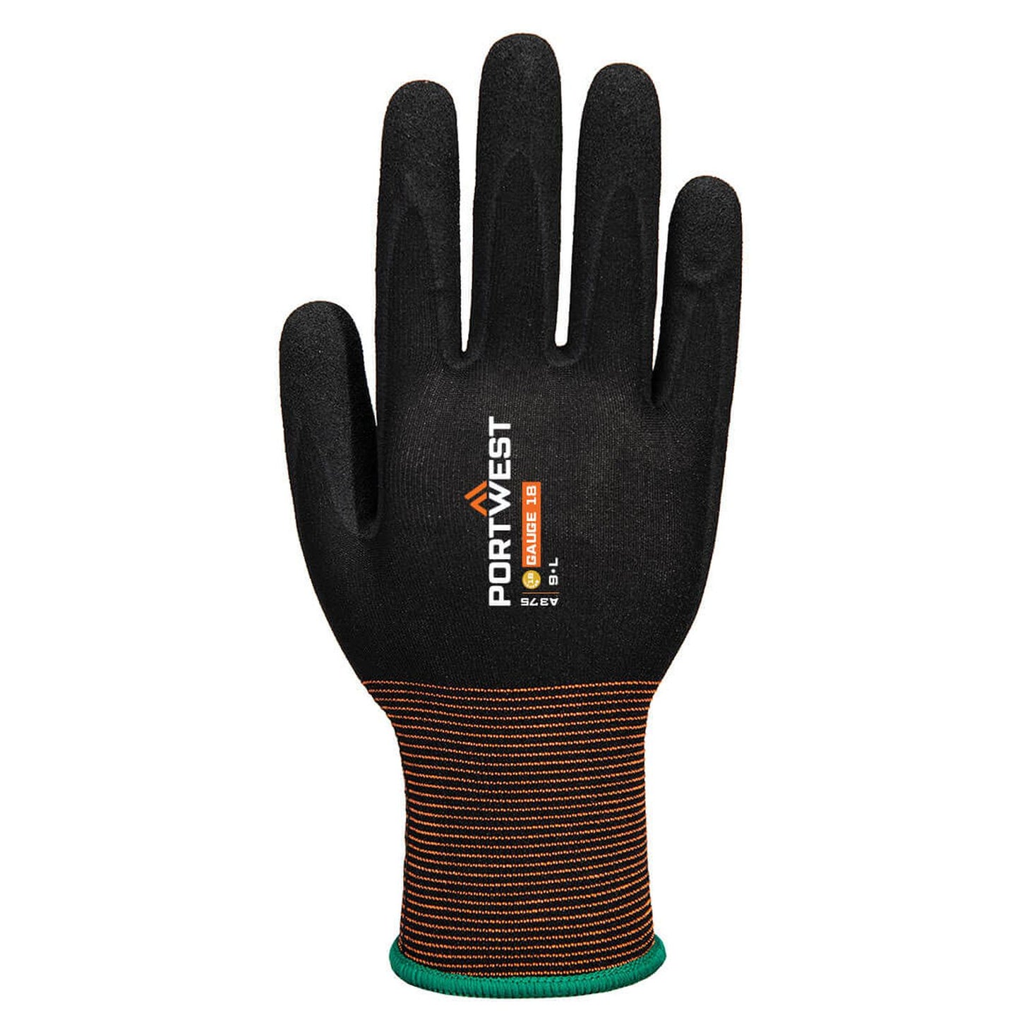 Portwest Handbescherming Handschoenen A375 GP grip 18 nitrile smooth/sandy zwart(K8)