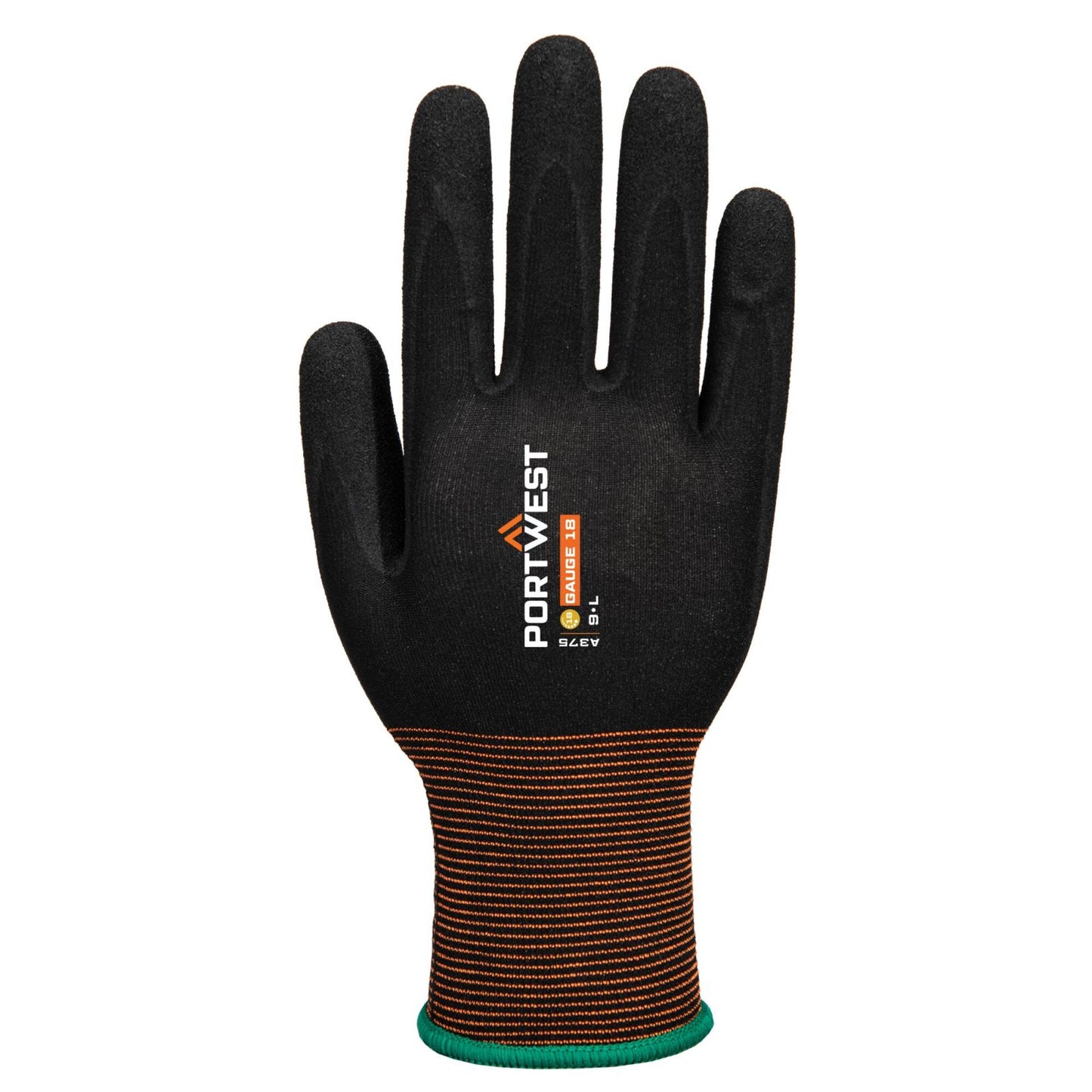 Portwest Handbescherming Handschoenen A375 GP grip 18 nitrile smooth/sandy zwart(K8)
