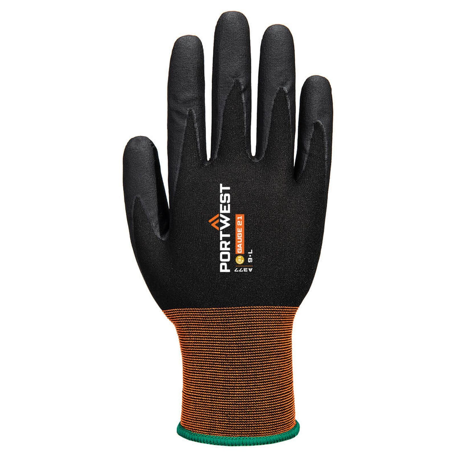 Portwest Handbescherming Handschoenen A377 GP grip 21 nitrile micro foam zwart(K8)