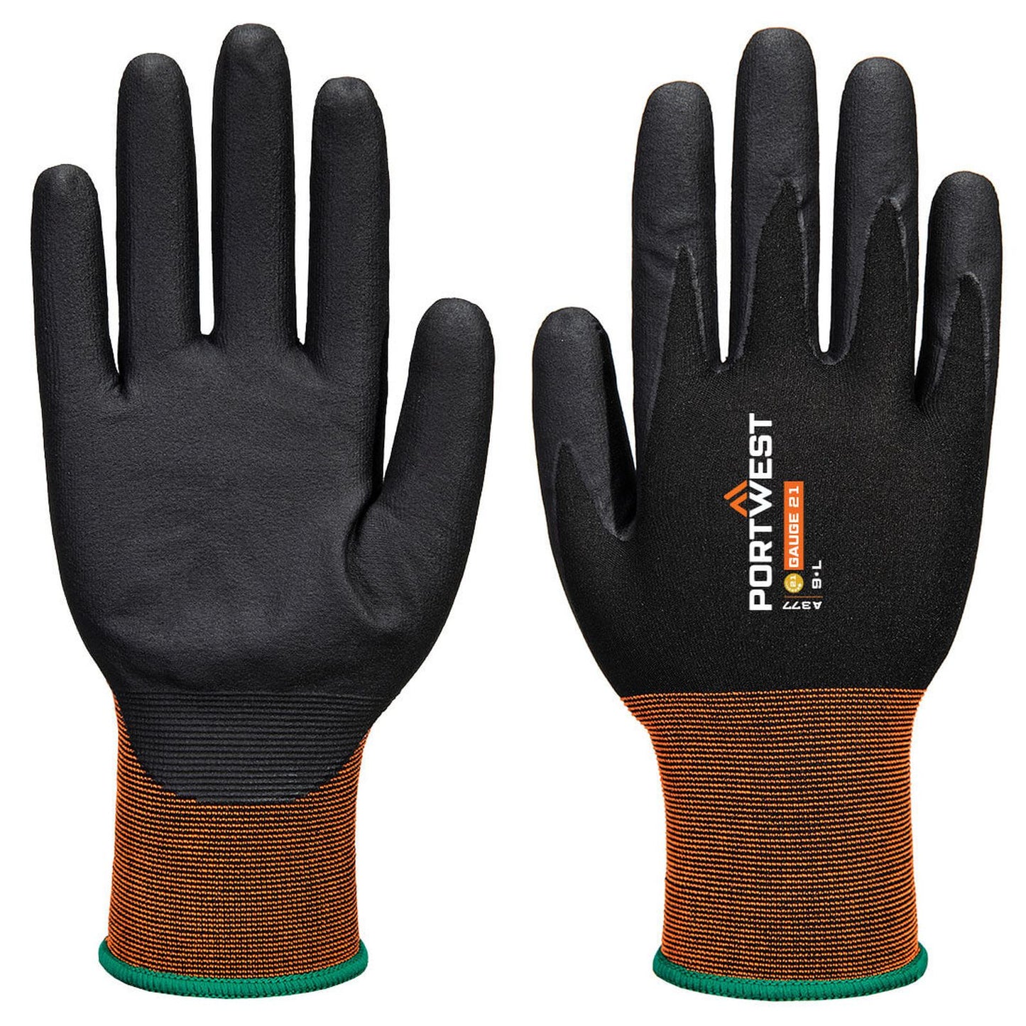 Portwest Handbescherming Handschoenen A377 GP grip 21 nitrile micro foam zwart(K8)