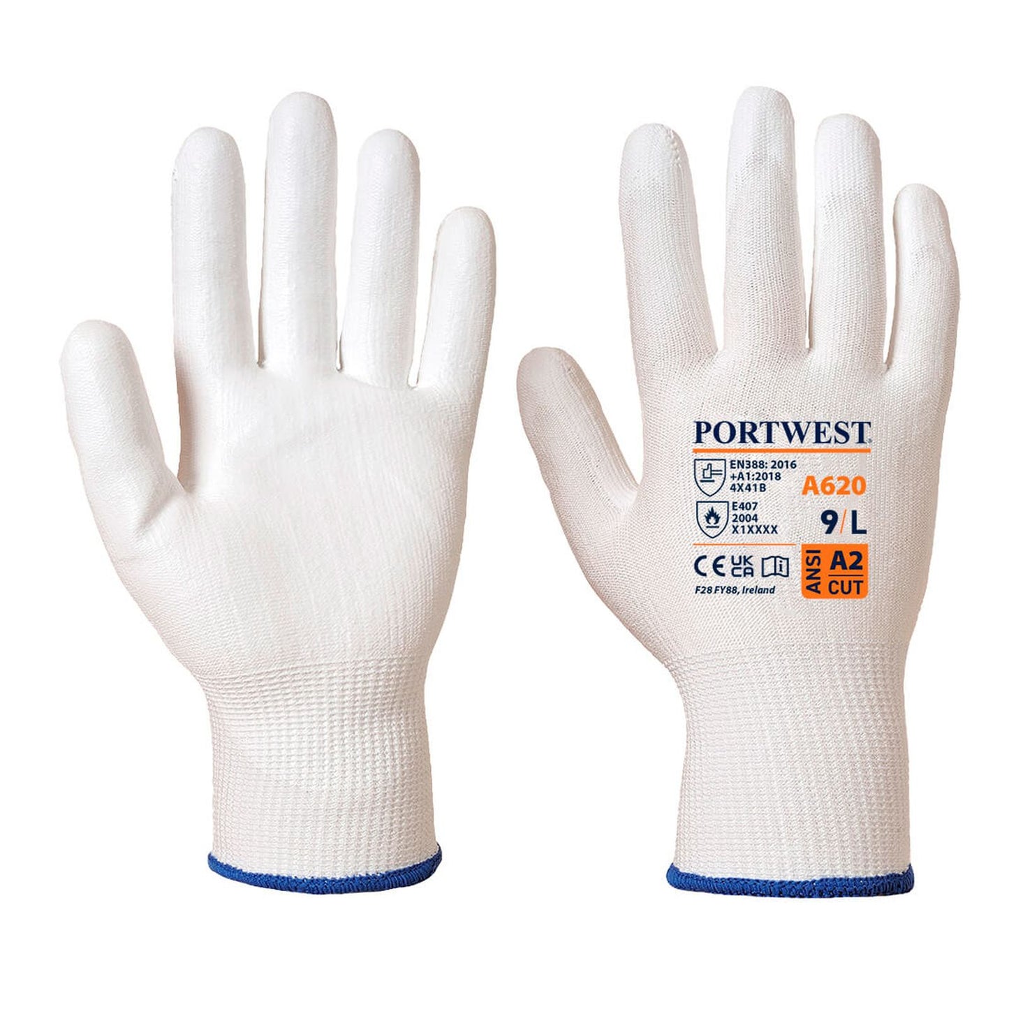 Portwest Handbescherming Snijbestendig Handschoenen A620 LR cut PU snij B wit(W6)