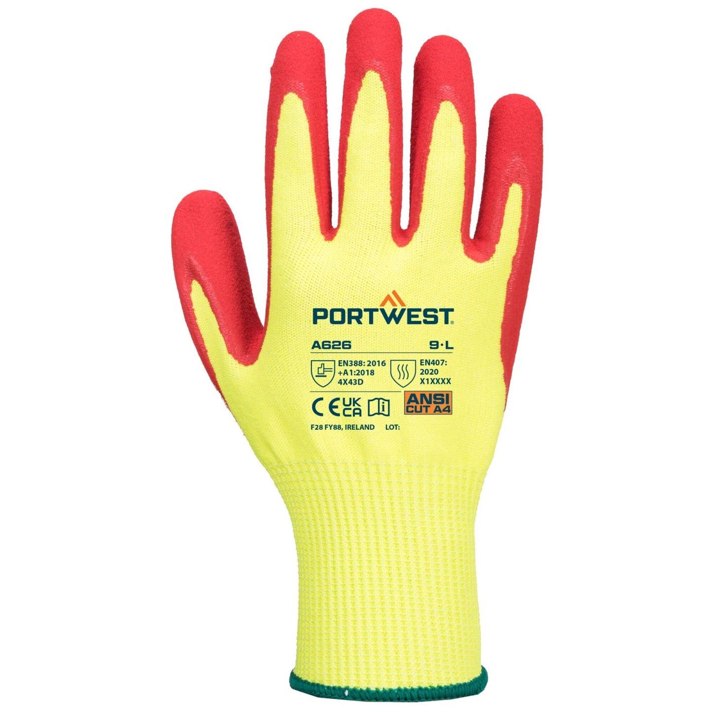Portwest Handschoenen A626 Vis-Tex HR snijbestendige handschoen met Nitril geel-rood(Y5)