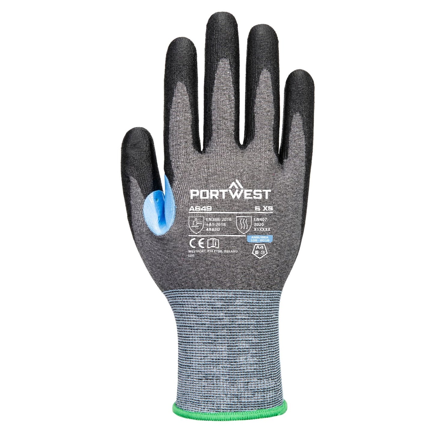 Portwest Handbescherming CS Handschoenen A649 CS cut D21 PU grijs-zwart(G8)