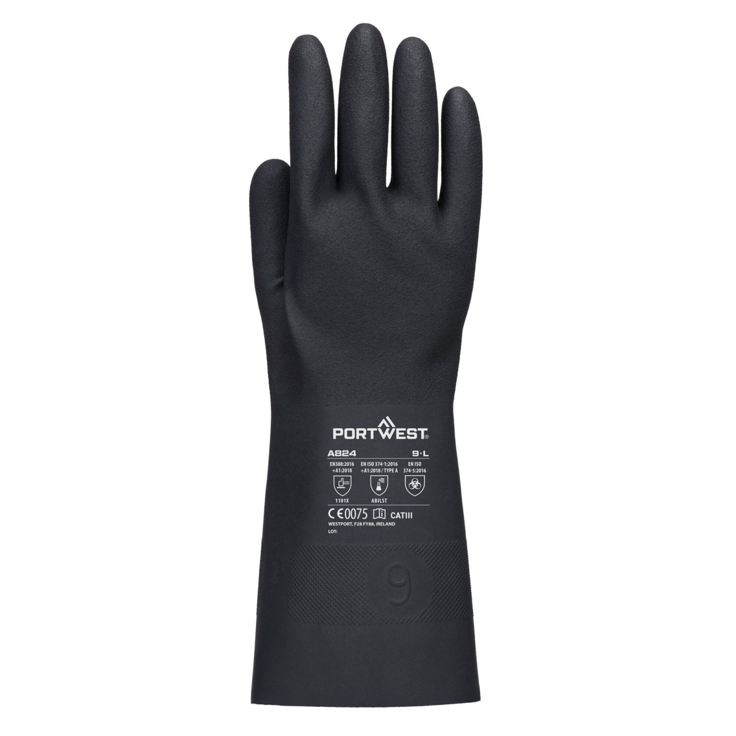Portwest Chemisch Bestendige Handbescherming Handschoenen A824 Chem 350 Butyl zwart(BK)