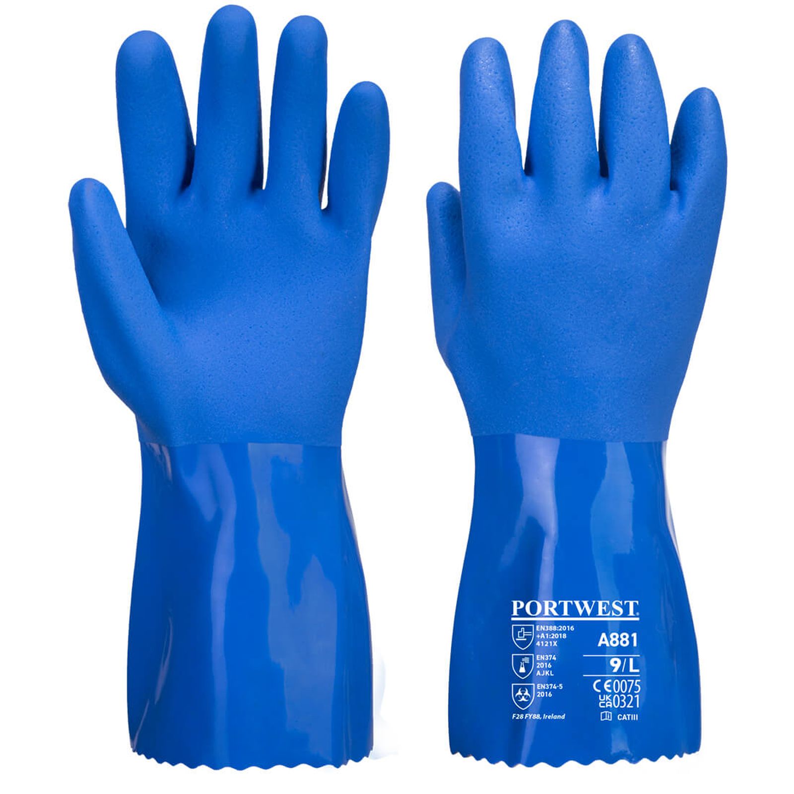 Portwest Handschoenen A881 Chemisch bestendig blauw(BL)