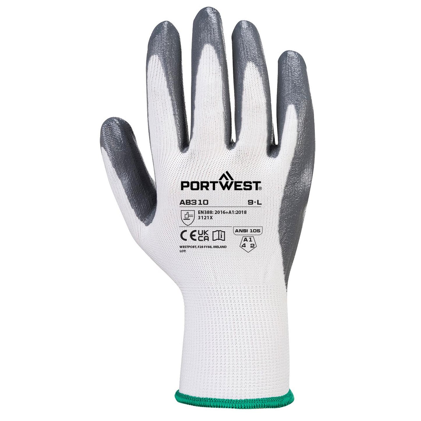 Portwest Handschoen AB310 Grip 13 Nitrile Essential Multipack (Pk 12) wit-grijs(W7)