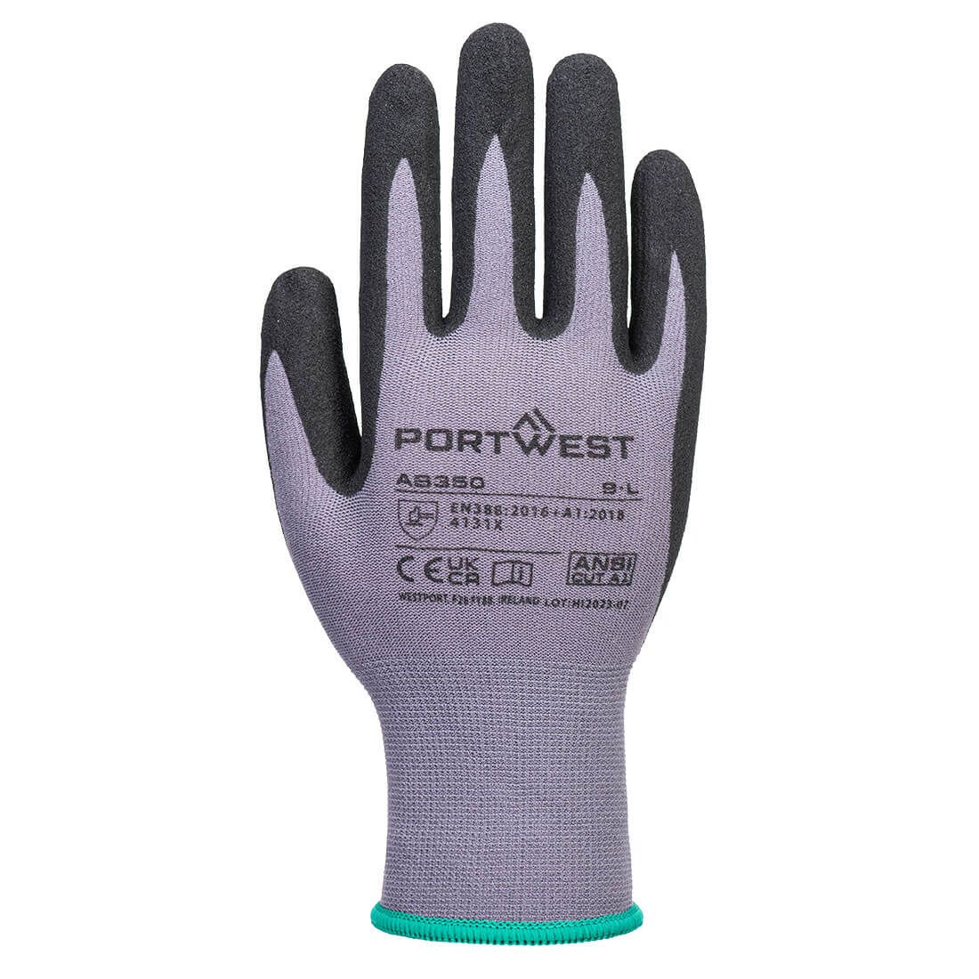 Portwest handschoen AB350 Grip 15 Nitril Schuim - 12 pack grijs-zwart(G8)