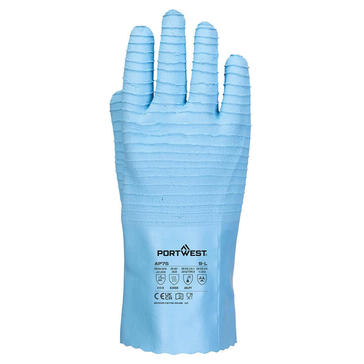 Portwest handschoen AP75 FD Chemisch B Latex blauw(BL)
