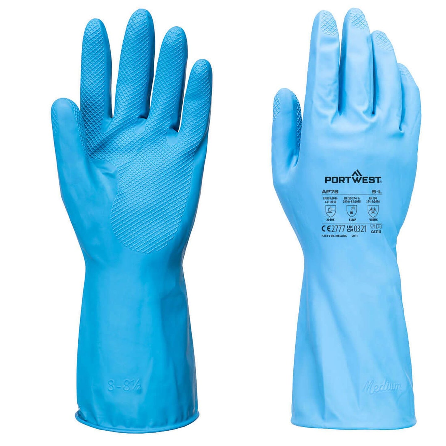 Portwest handschoen AP76 FD Chemisch B Latex Licht - 12 pack blauw(BL)