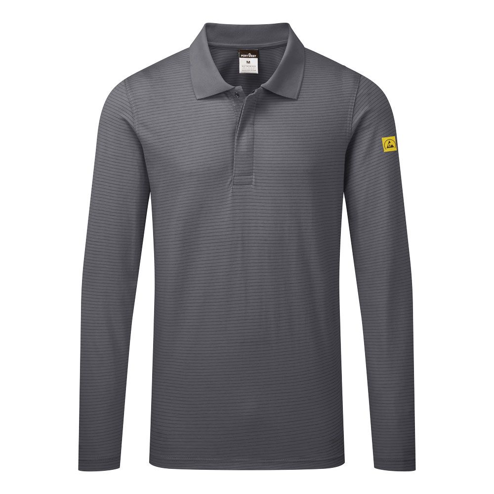 Portwest ESD Werkkleding Poloshirt AS23 lange mouw anti-statisch ESD Polo zoomgrijs(ZO)