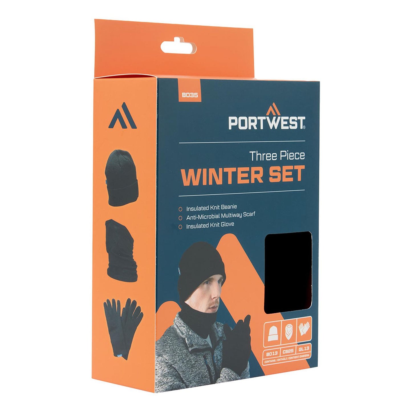 Portwest Accessoires Regenkleding Bescherming Tegen Alle Weersomstandigheden accessoireset B035 winter3pcs (muts, sjaal, handschoenen) zwart(BK)