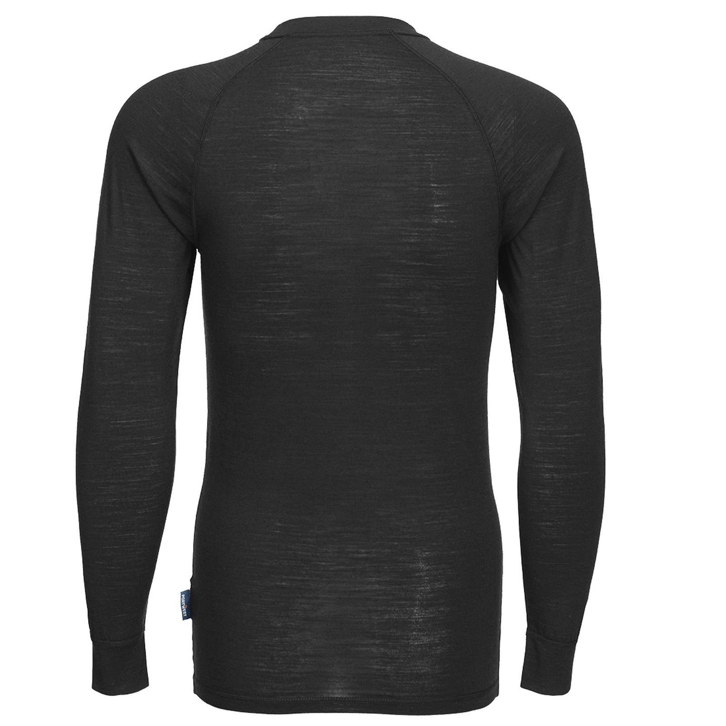 Portwest Basislaag Bescherming Tegen Alle Weersomstandigheden T-shirt B183 Merinowol ronde hals en lange mouwen zwart(BK)