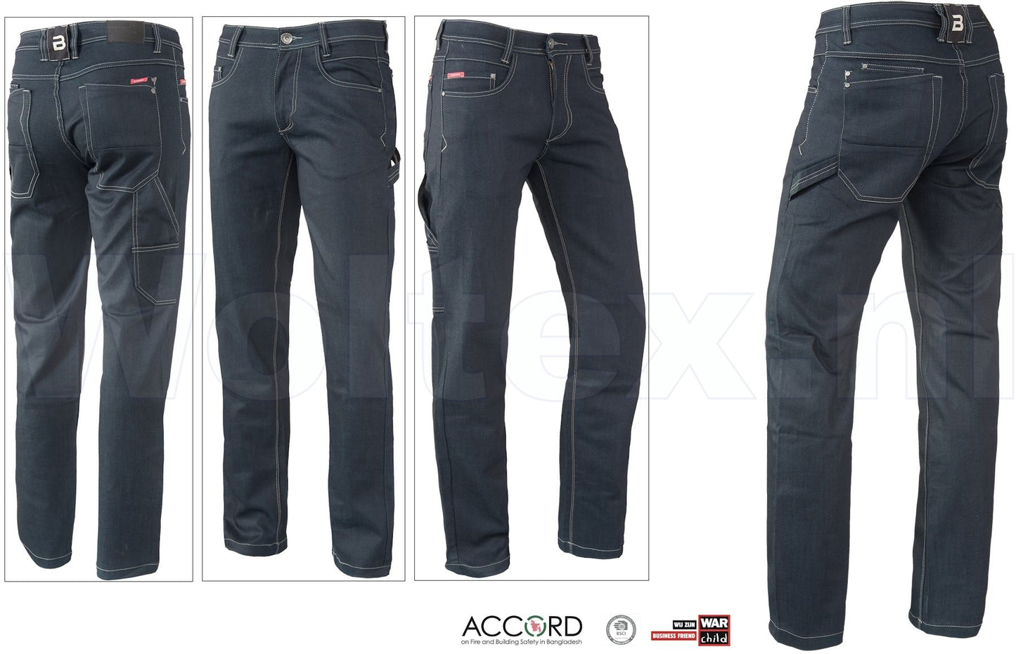 Brams Paris Broeken Cas X24 Stretch gecoat denim donkerblauw
