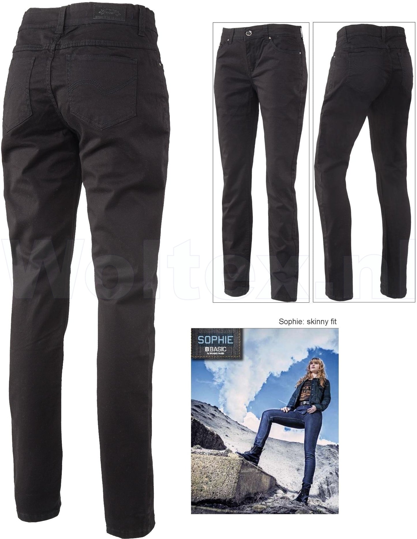 Brams Paris Broeken Sophie D50 Stretch zwart