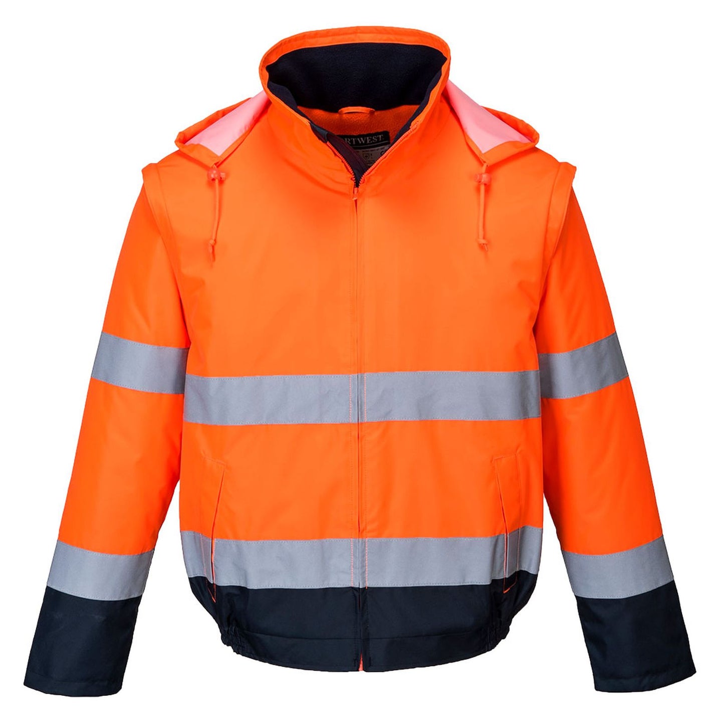 Portwest Jassen C464 HiVis Uitneembare mouwen oranje-marineblauw(ON)