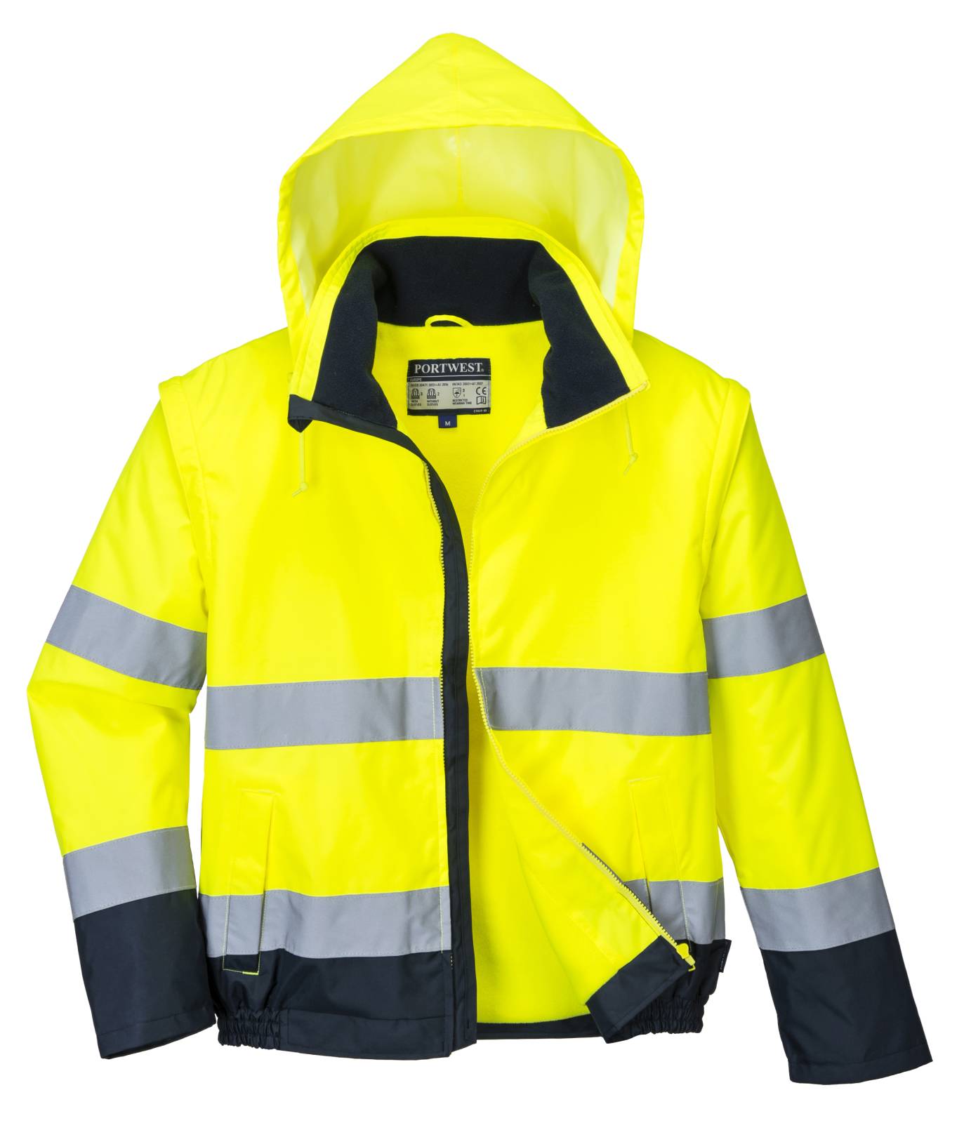 Portwest Jassen C464 HiVis Uitneembare mouwen geel-marineblauw(YN)