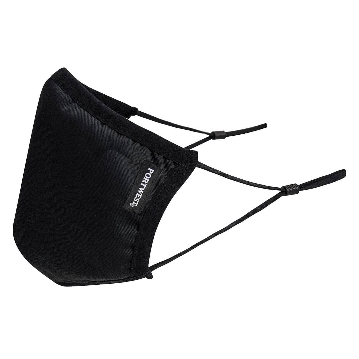 Portwest 3-Laags Anti Microbieel Stoffen Gezichtsmasker (pak 25 stuks) CV33 zwart(BK)
