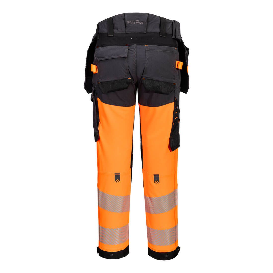 Portwest EV4 Hi-Vis broek EV442 stretch afneembare holsterzak klasse 1 HiVis oranje-metaalgrijs(OM)