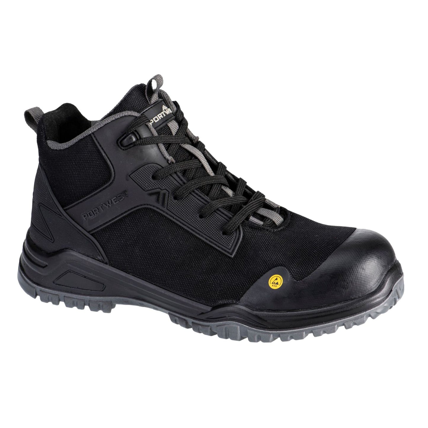 Portwest FX2 Bevel Schoenen FE01 Composite Mid Boot S3S ESD SR FO zwart-grijs(BG)