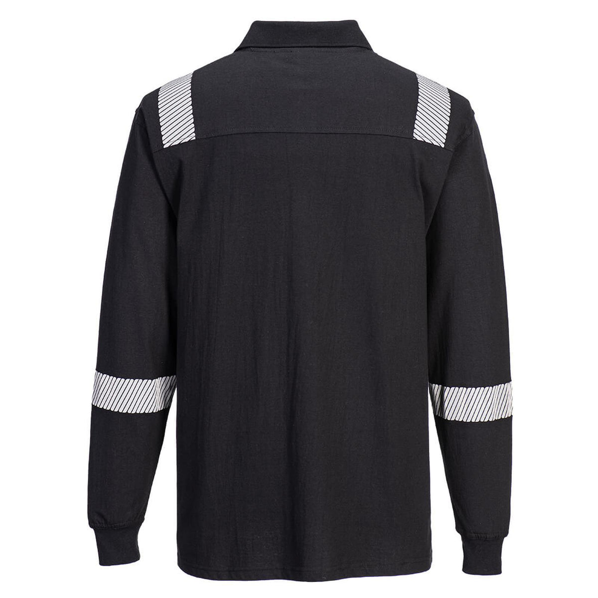 Portwest WX3 poloshirt FR711 longsleeve vlamwerend HiVis zwart(BK)