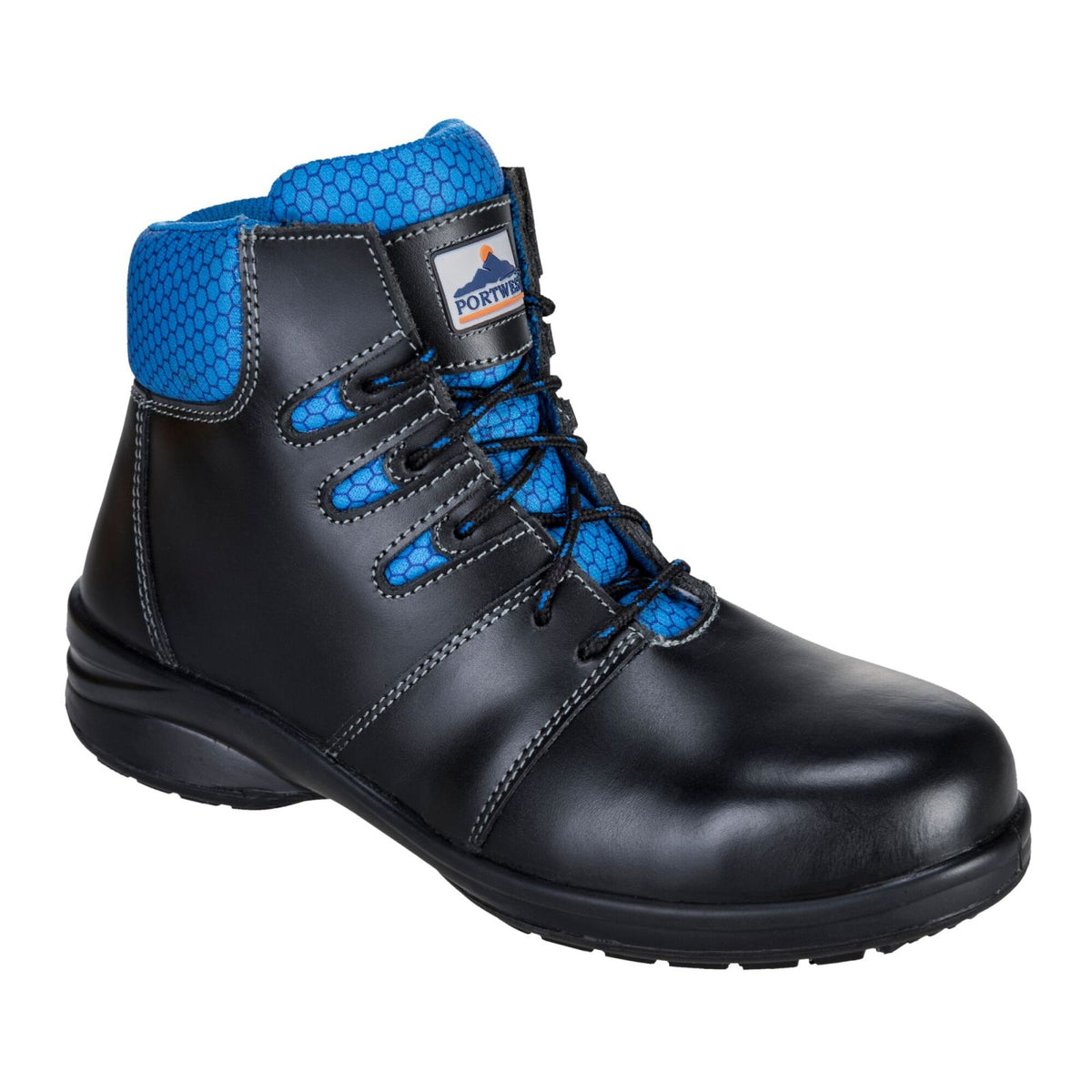 Portwest Steelite Dames Voetbescherming Schoen FT49 Lily Hoog S1P zwart-blauw(BK)