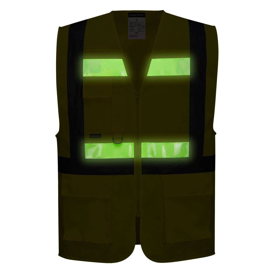 Portwest Glowtex Hoge zichtbaarheid Veiligheidsvest G456 Glowtex Ezee rits Executive HiVis geel(YE)