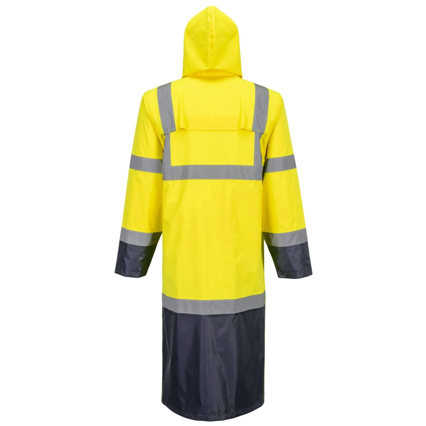 Portwest Hi-Vis Werkkleding Hoge zichtbaarheid Regenjas H446 HiVis contrast 122cm geel-marineblauw(YN)