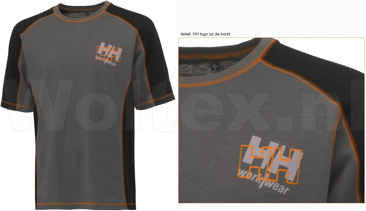 Helly Hansen T-shirts Chelsea 79135 grijs-zwart-oranje contrast(802)