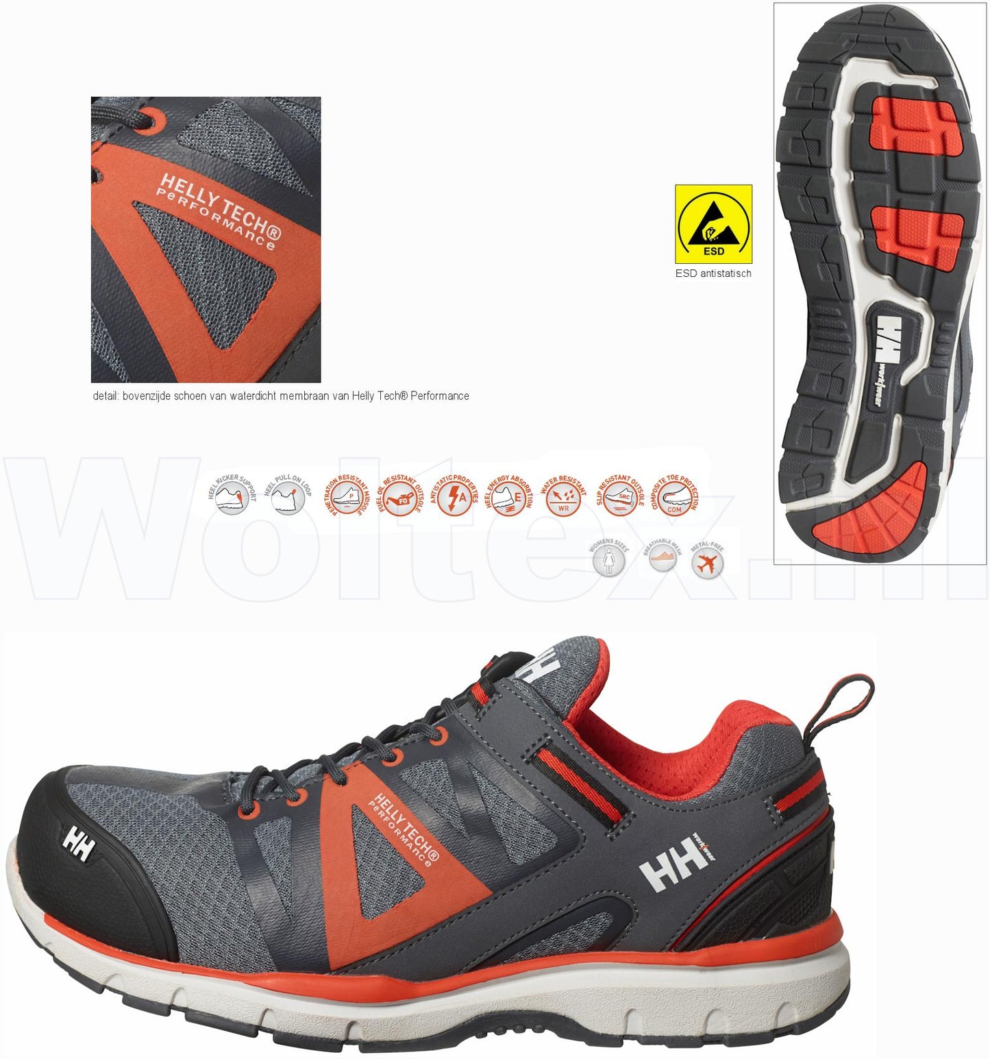 Helly Hansen Schoenen Smestad 78213 ESD- antistatisch antracietgrijs-oranje(972)