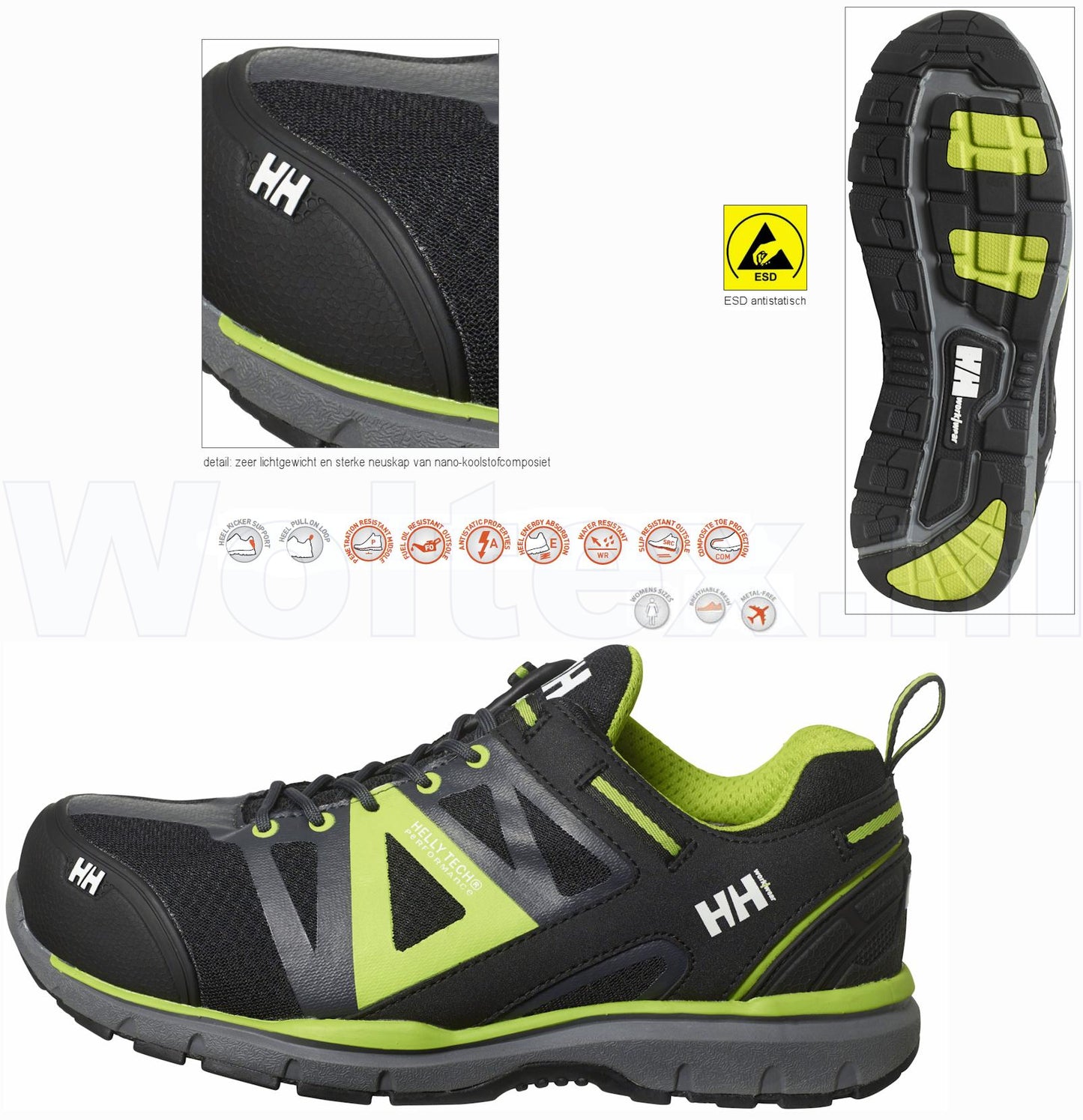 Helly Hansen Schoenen Smestad 78213 ESD- antistatisch zwart-donker limoen(994)