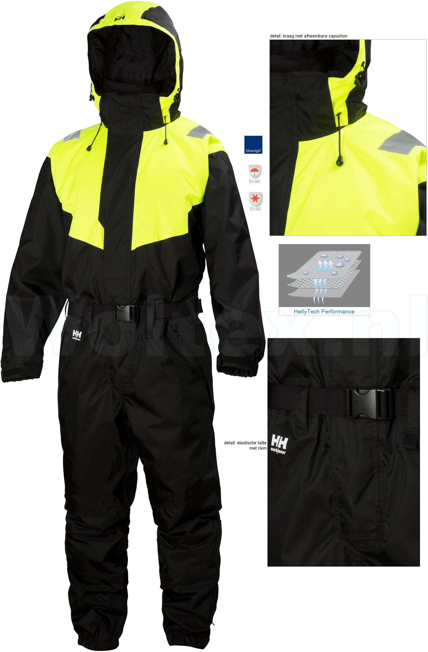 Helly Hansen Overalls Leknes 71613 shell- waterdicht- ademend zwart-geel(993)