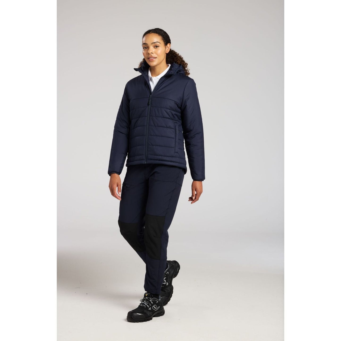 Portwest Dames regenkleding Alle Weersomstandigheden Jas S613 professioneel dames capuchon gevoerd baffle marineblauw(NV)