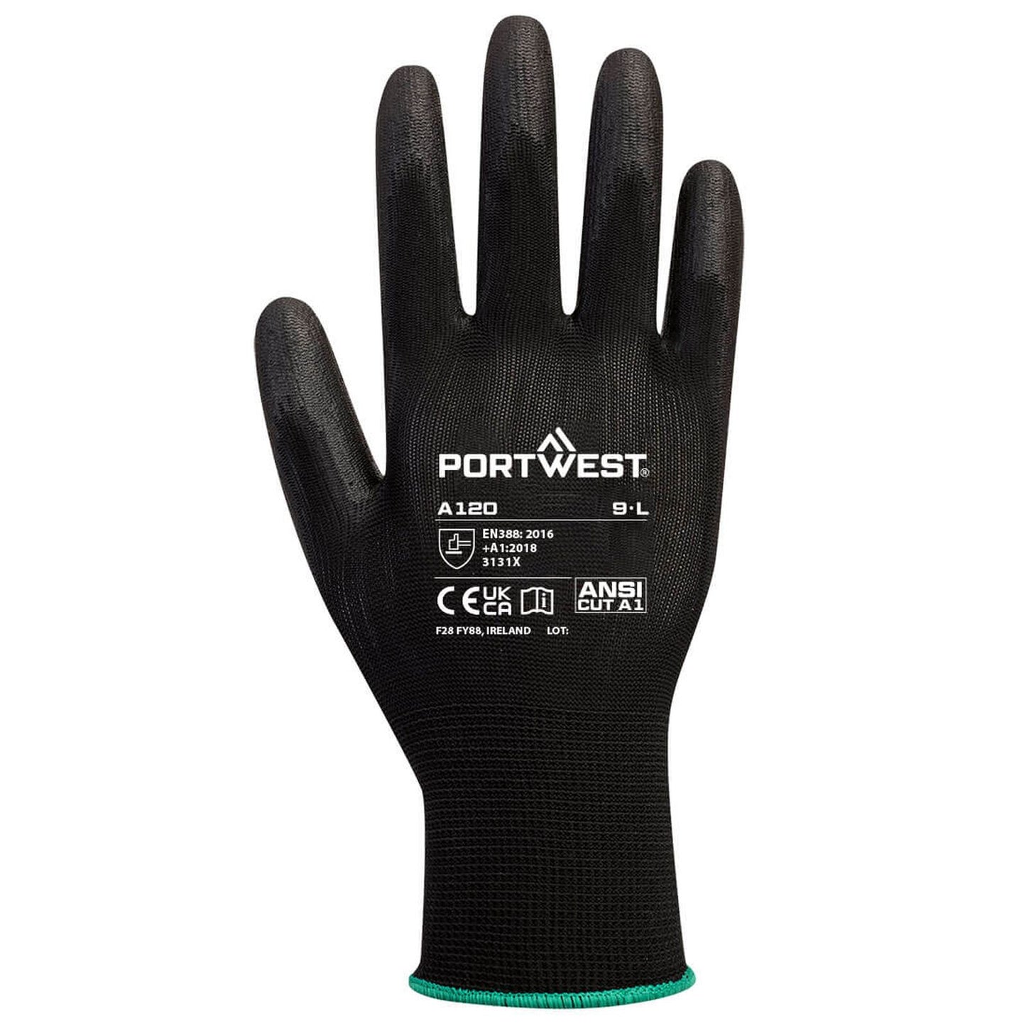Portwest Handbescherming Handschoenen Automaat VB120 PU Palm algemeen gebruik (288 pr) zwart(K8)