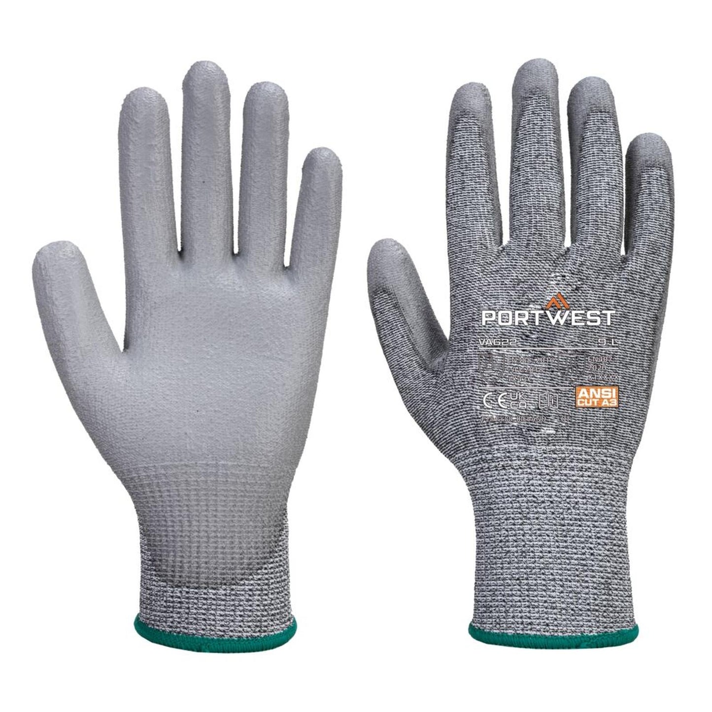 Portwest Handbescherming Handschoenen Automaat VB622 Cut C13 PU (144 pr) grijs(G7)