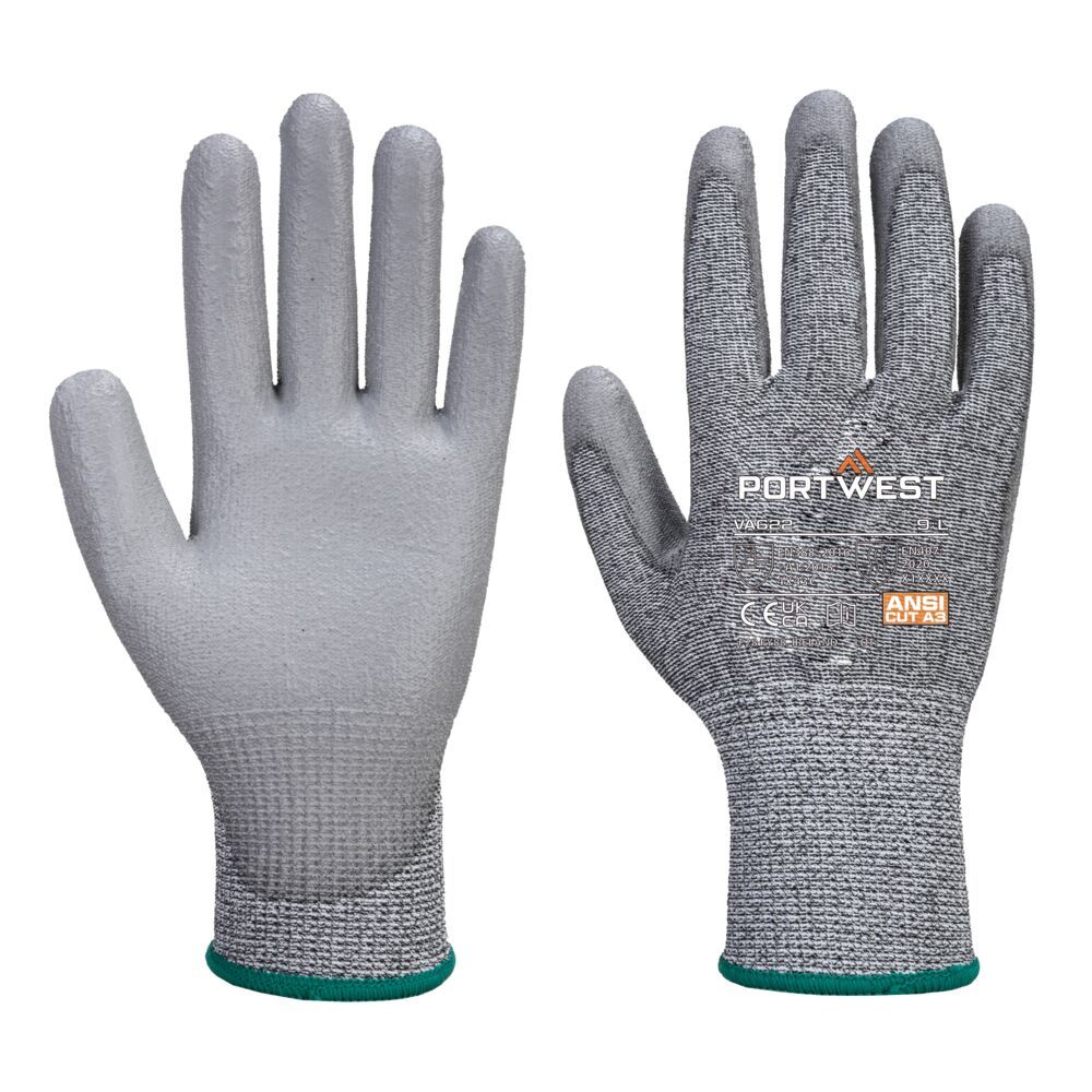 Portwest Handbescherming Handschoenen Automaat VB622 Cut C13 PU (144 pr) grijs(G7)
