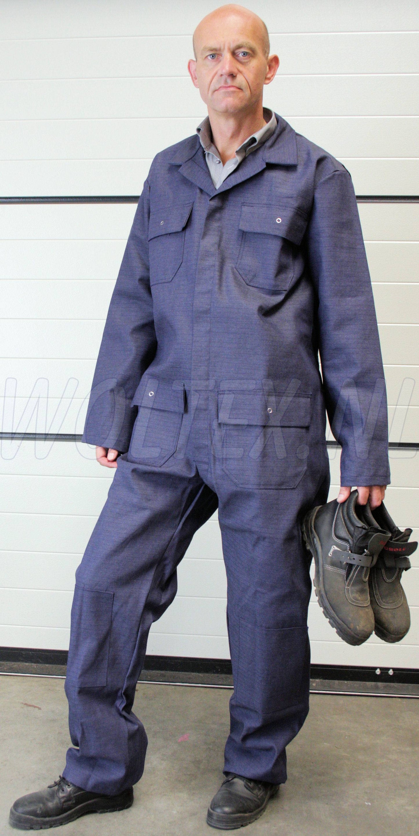 Woltex Antistatisch Vlamwerend Overalls drukknopen Kniezakken donkerblauw