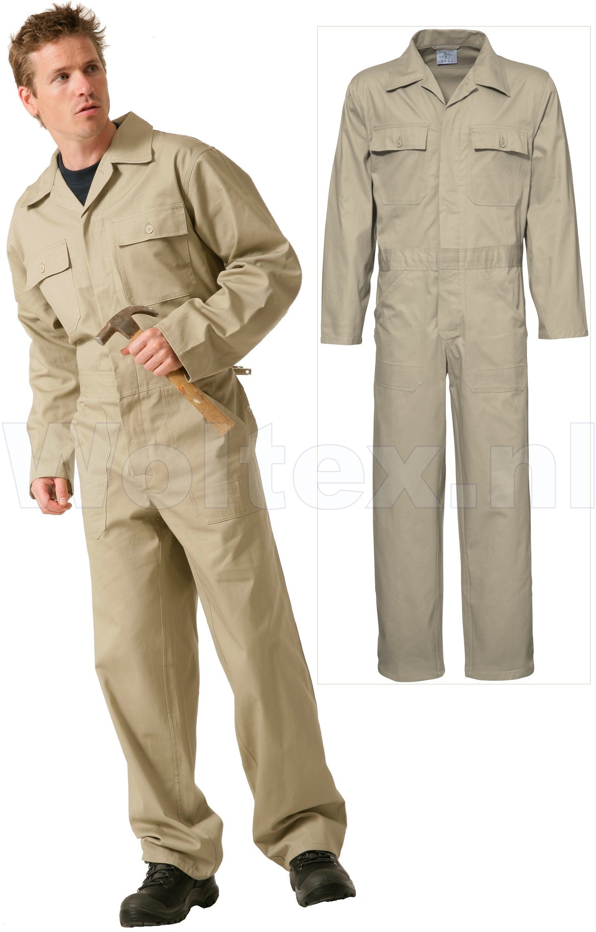 Economy Wear Overalls 3BO-M010001 Knopen- verstelbare taille Katoen khaki