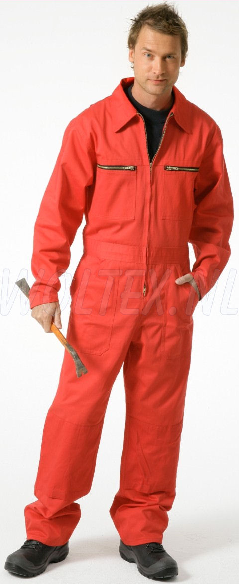 Economy Wear Overalls Rally 2-Weg ritssluiting Kniezakken Katoen rood(ROOD)