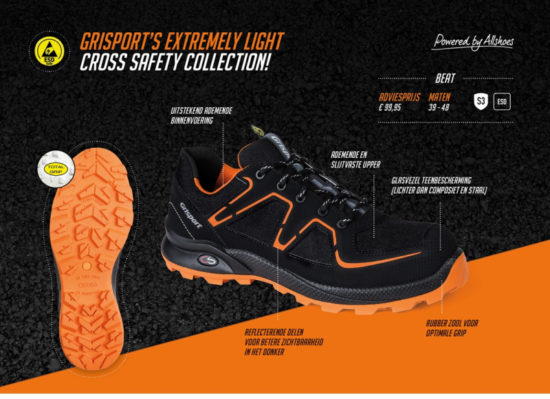 Grisport Cross Safety Schoenen Nordic ESD- antistatisch zwart-zilver