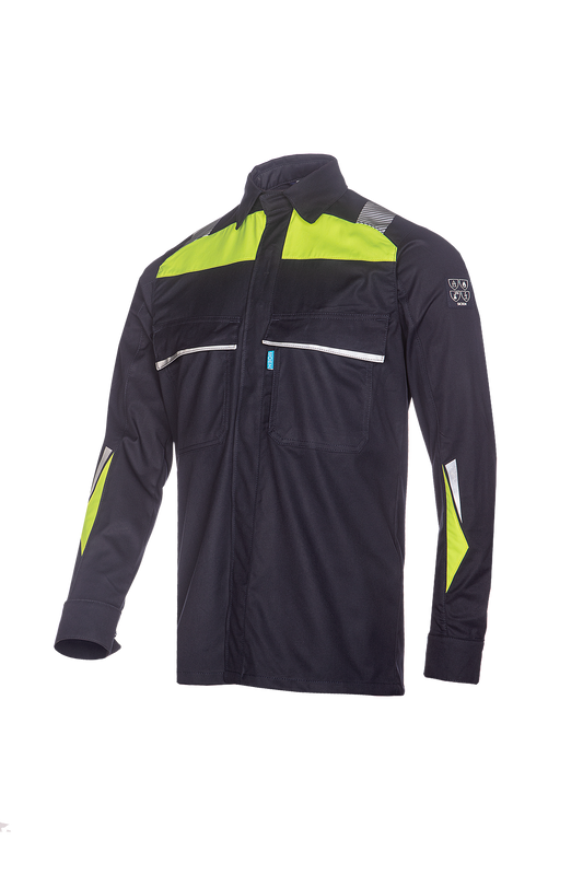 Sioen hemd Rufford multinorm marineblauw-fluo geel