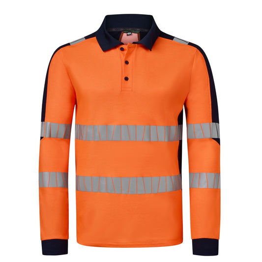 Havep High Visibility + Polo 10079 Hivis fluo oranje-marineblauw(AOU)
