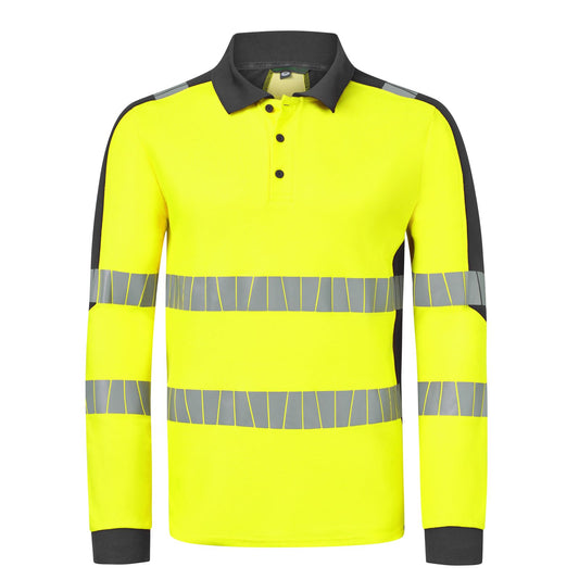 Havep High Visibility + Polo 10079 Hivis fluo geel-charcoal(CBK)